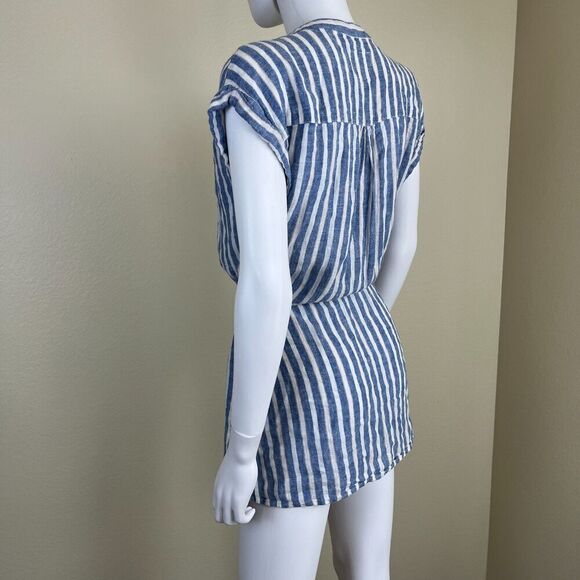Rails Women's Size XS Blue Emma Mykonos Stripe Linen Mini Dress Cover Up Resort - Picture 14 of 17